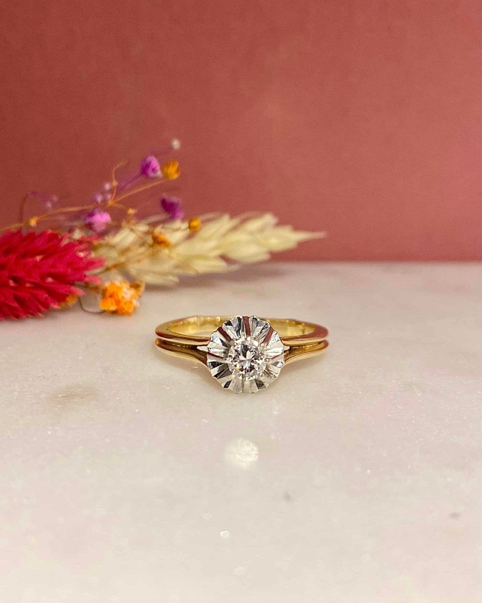 Bague Solitaire Vintage Diamant 0.25 carat "Diane" - Elliade Paris