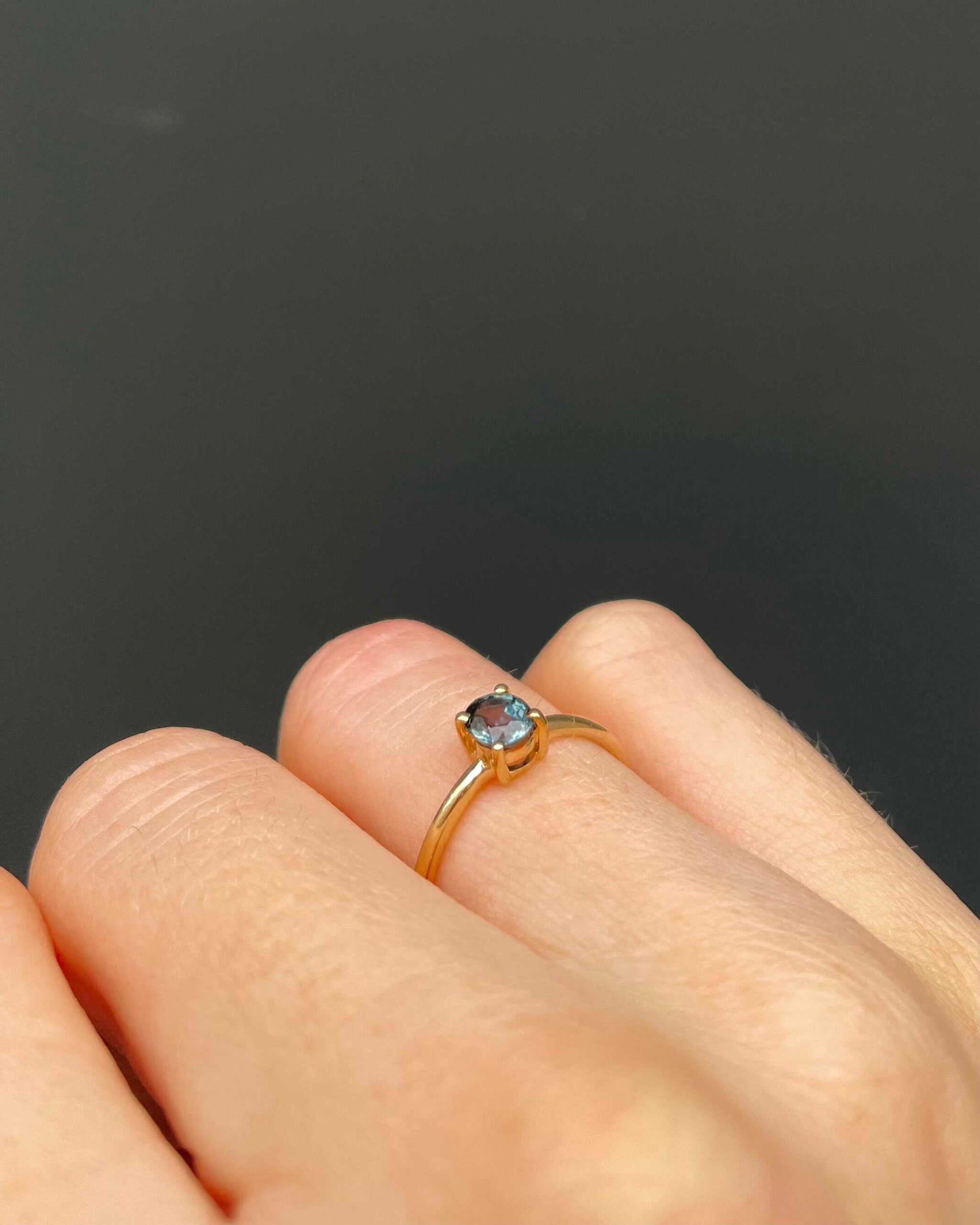 0.65 Carat Blue-Green Sapphire Solitaire Ring "Sam"