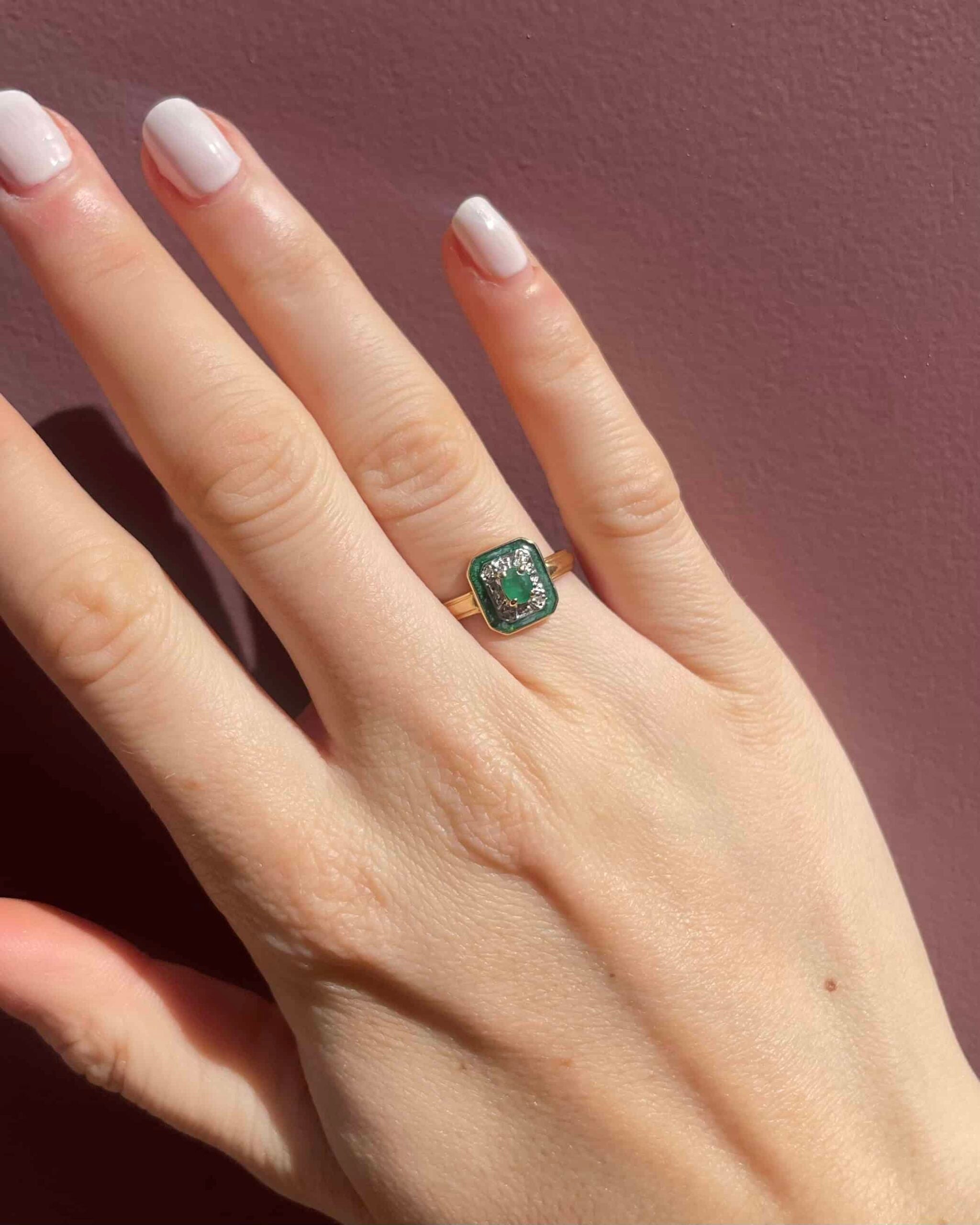 Bague Style Art-Déco Émeraude et Diamants "Roberta"