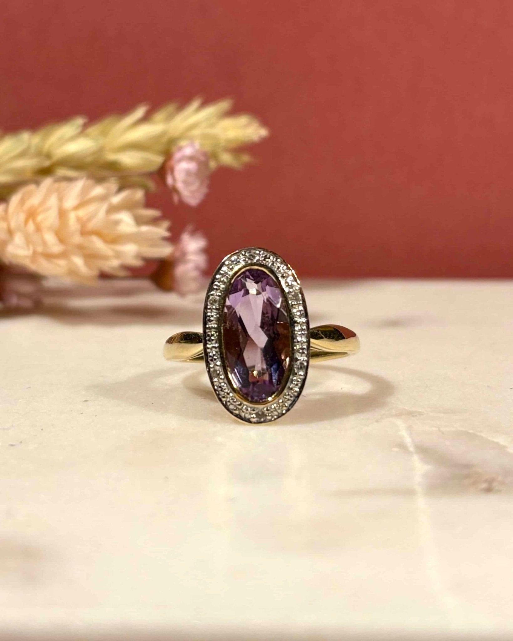 Bague Style Art - Déco Améthyste 1.60 carat & Diamants "Maera" - Elliade Paris