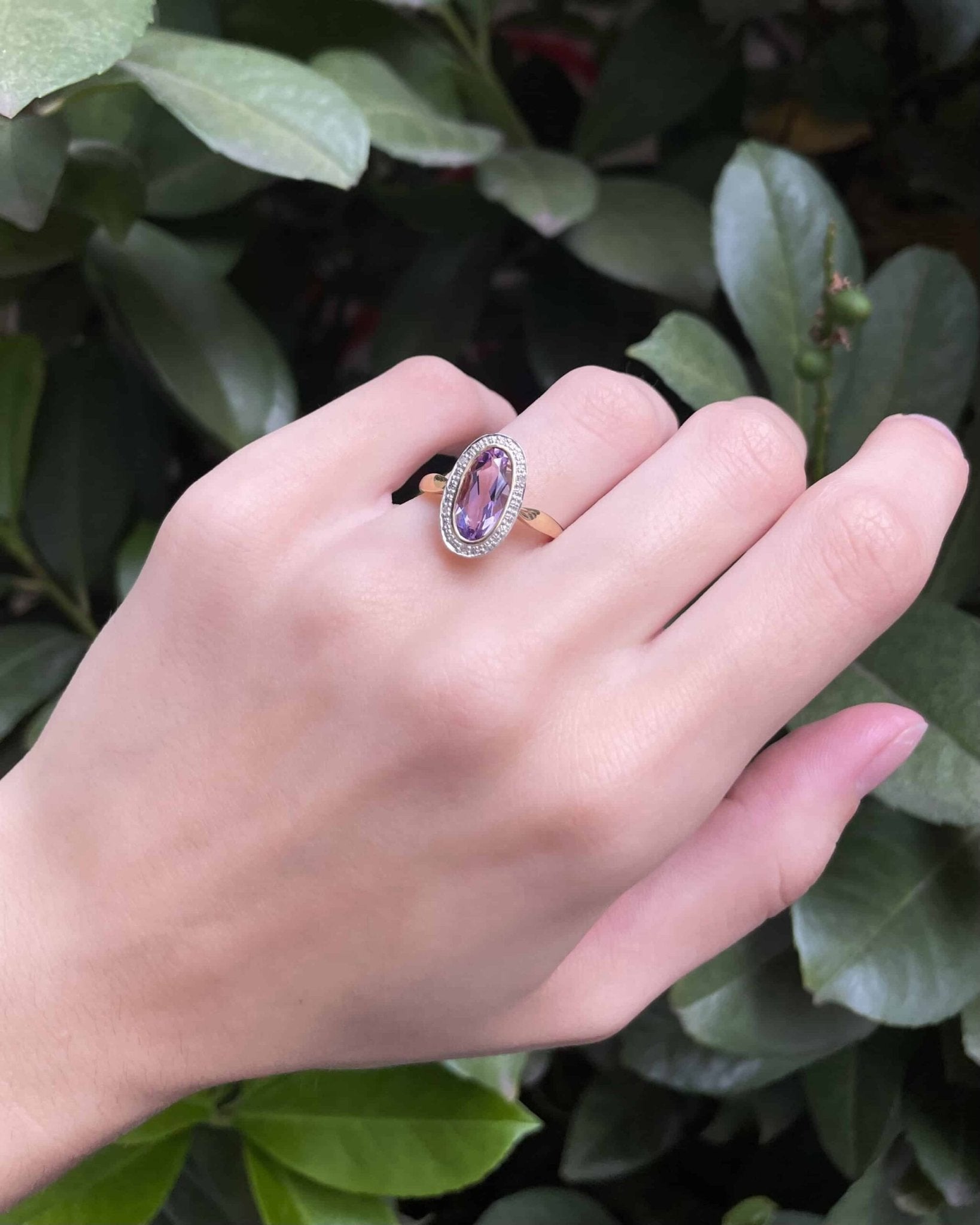 Bague Style Art - Déco Améthyste 1.60 carat & Diamants "Maera" - Elliade Paris
