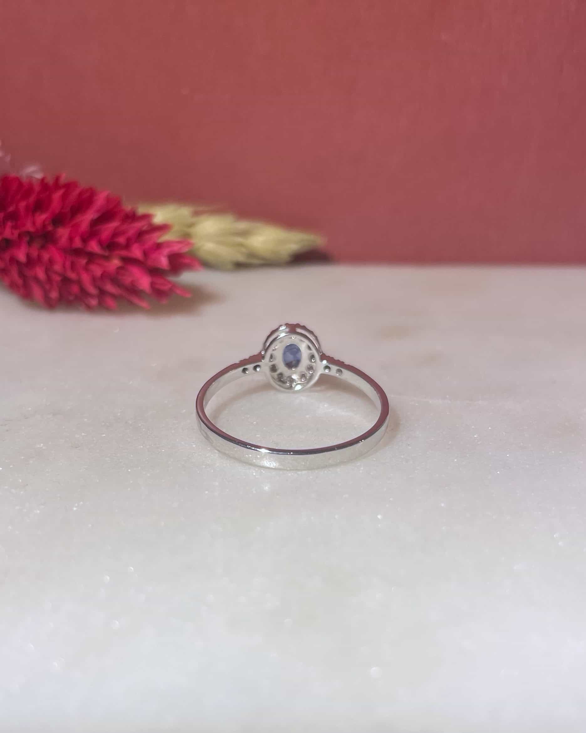"Arielle" Sapphire & 18 Diamond Daisy Ring