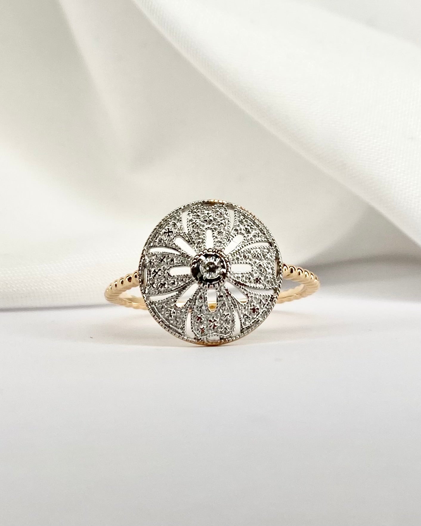 Bague Style Art Déco Diamant "San" - Elliade Paris