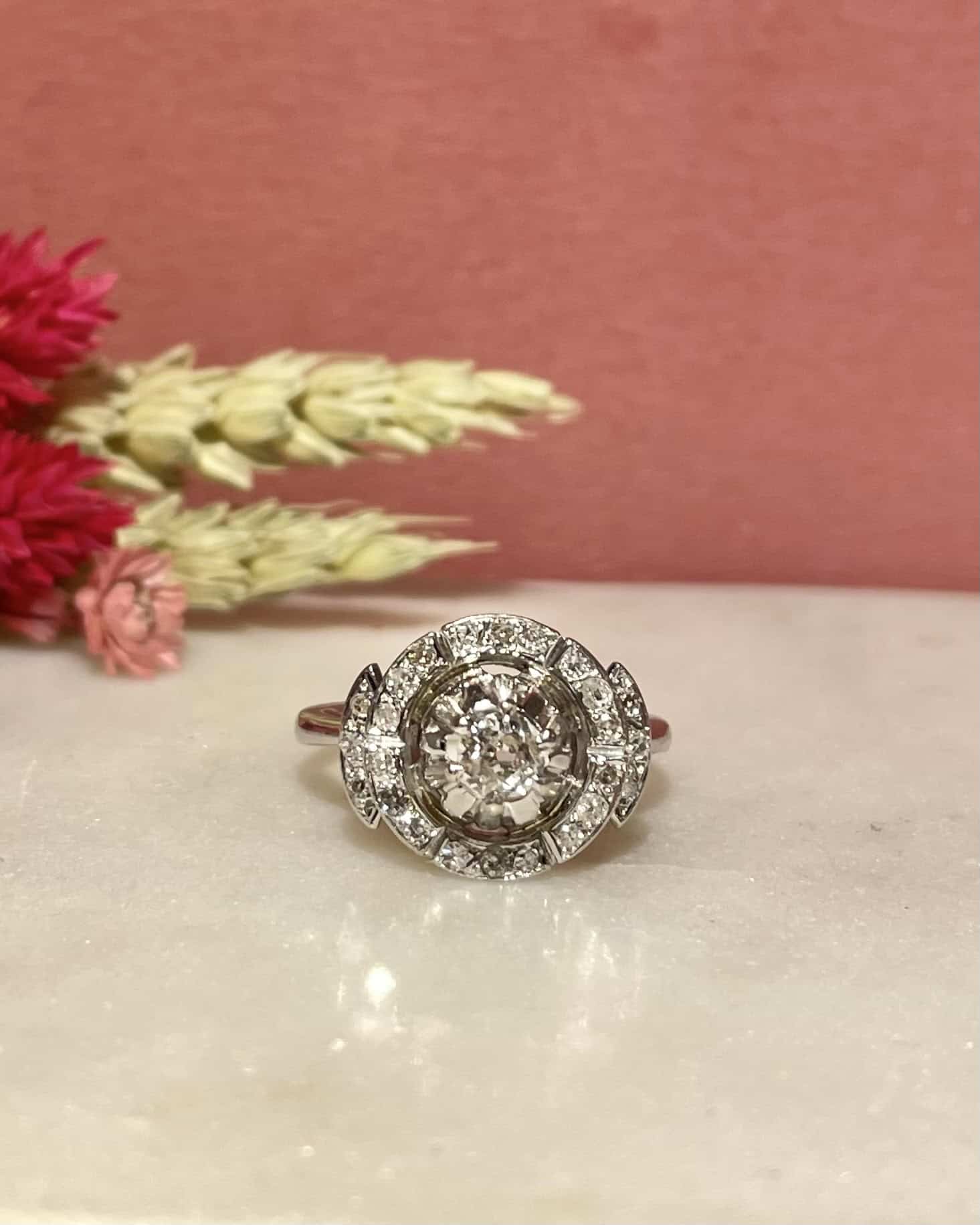 Bague Style Art - Déco Diamants 0.83 carat "Marine" - Elliade Paris