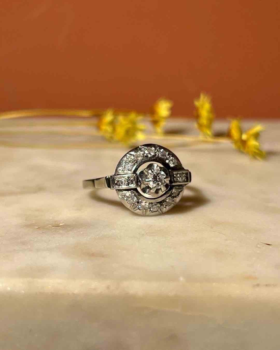Bague style Art - déco Diamants "Camille" - Elliade Paris