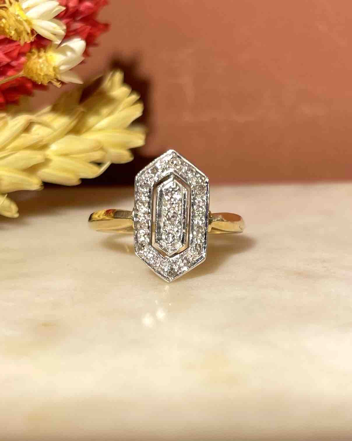 Bague style Art - déco Diamants "Khady" - Elliade Paris