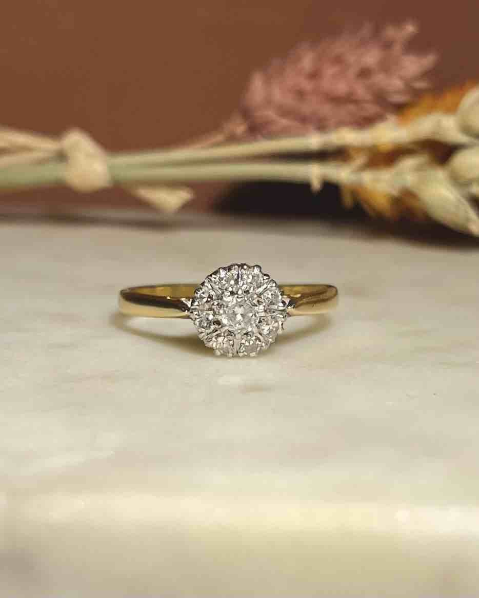 Bague Style Art Déco Diamants vintage "Amber" - Elliade Paris
