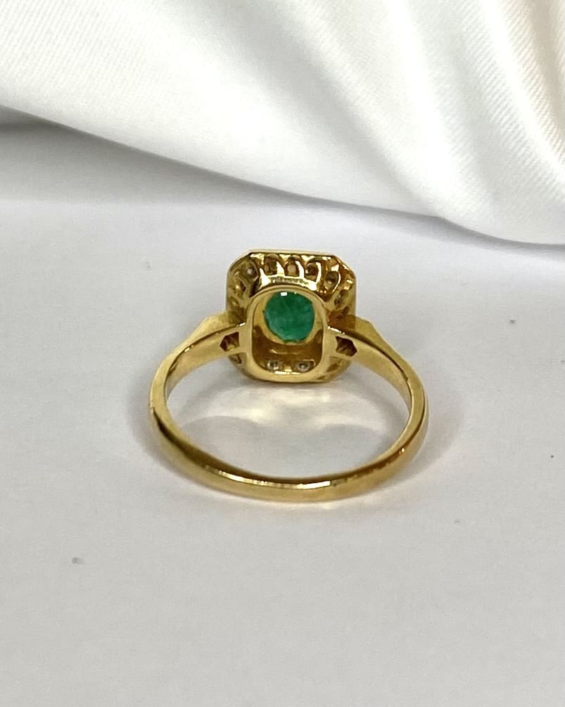 Bague Style Art Déco Émeraude 0.45 carat & Diamants "Solène" - Elliade Paris