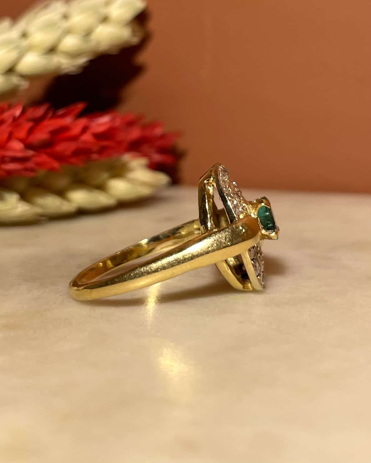 Bague style Art - Déco émeraude & diamants "Artémis" - Elliade Paris
