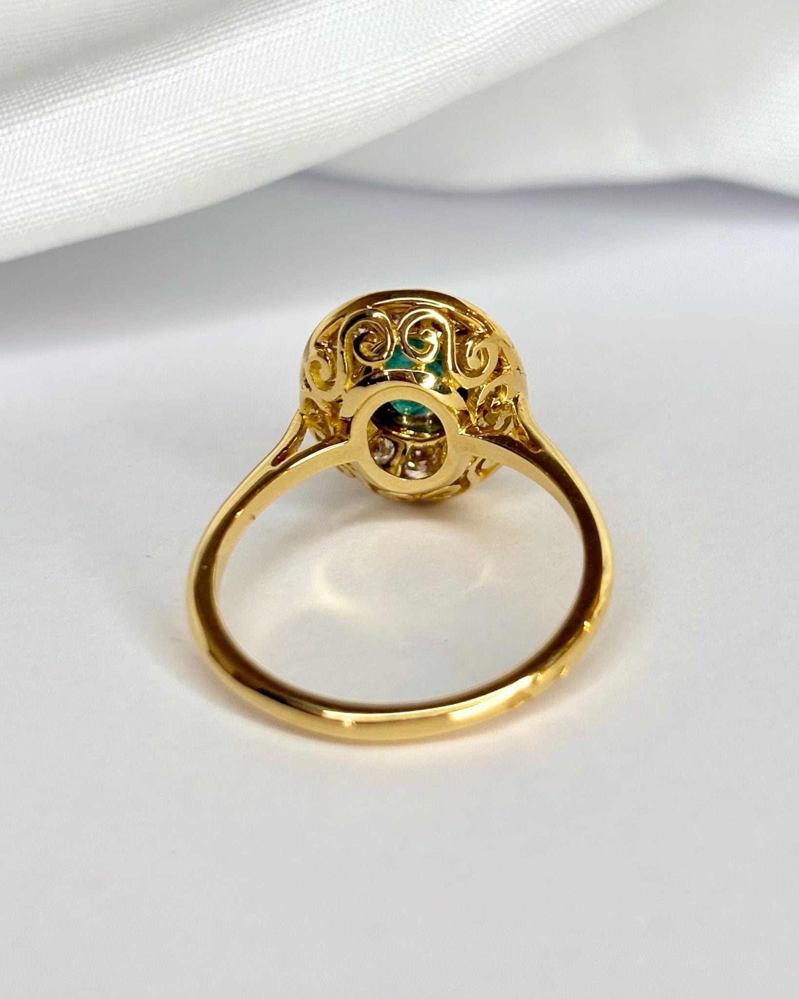 Bague Style Art Déco Émeraude & Diamants "Federica" - Elliade Paris