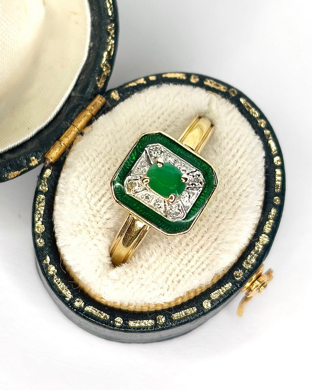 Bague Style Art-Déco Émeraude & Diamants "Roberta" - Elliade Paris