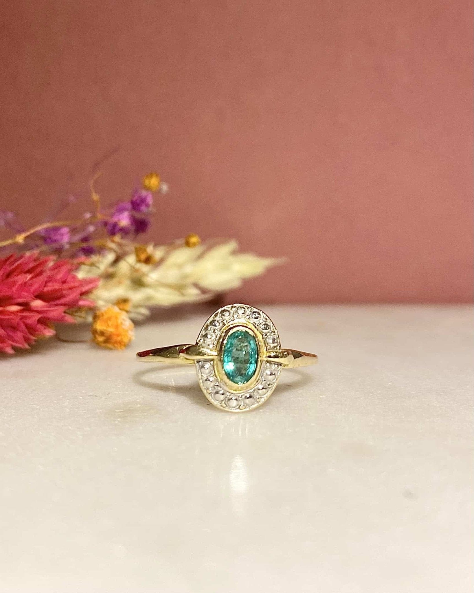 Bague Style Art - Déco Émeraude "Emeline" - Elliade Paris