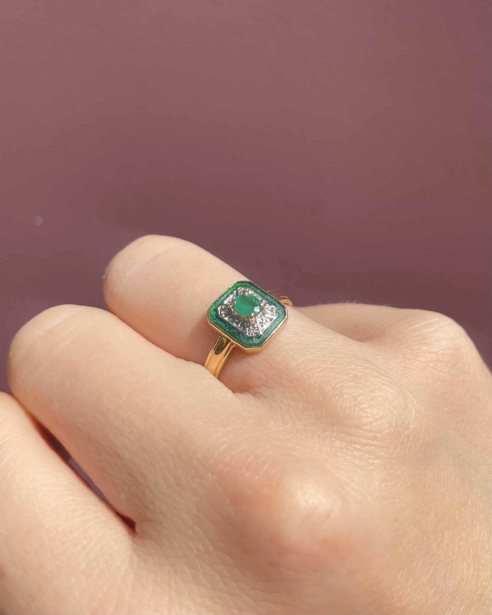 Bague Style Art - Déco Émeraude et Diamants "Roberta" - Elliade Paris