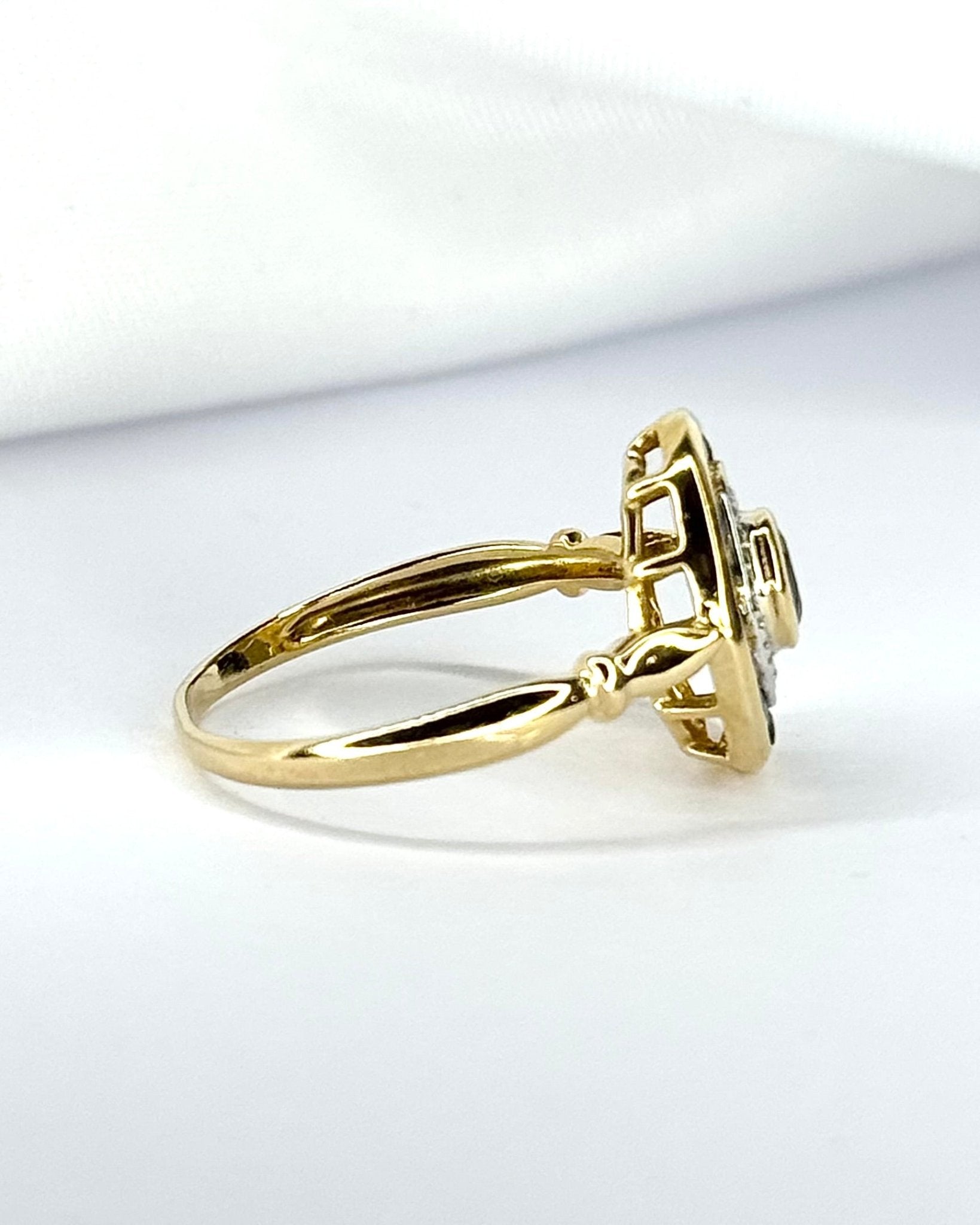 Bague Style Art-Déco Émeraudes "Tiphaine" - Elliade Paris
