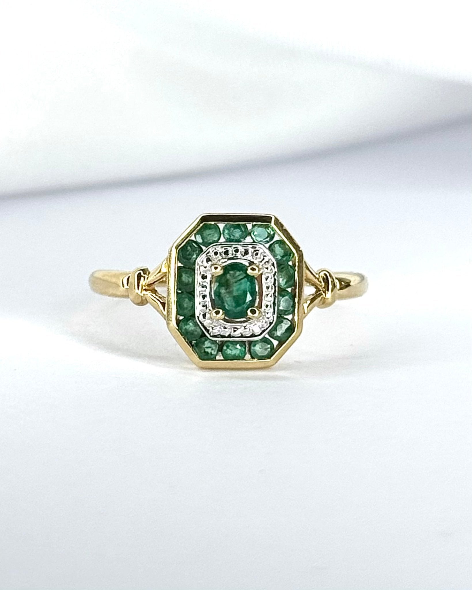Bague Style Art-Déco Émeraudes "Tiphaine" - Elliade Paris