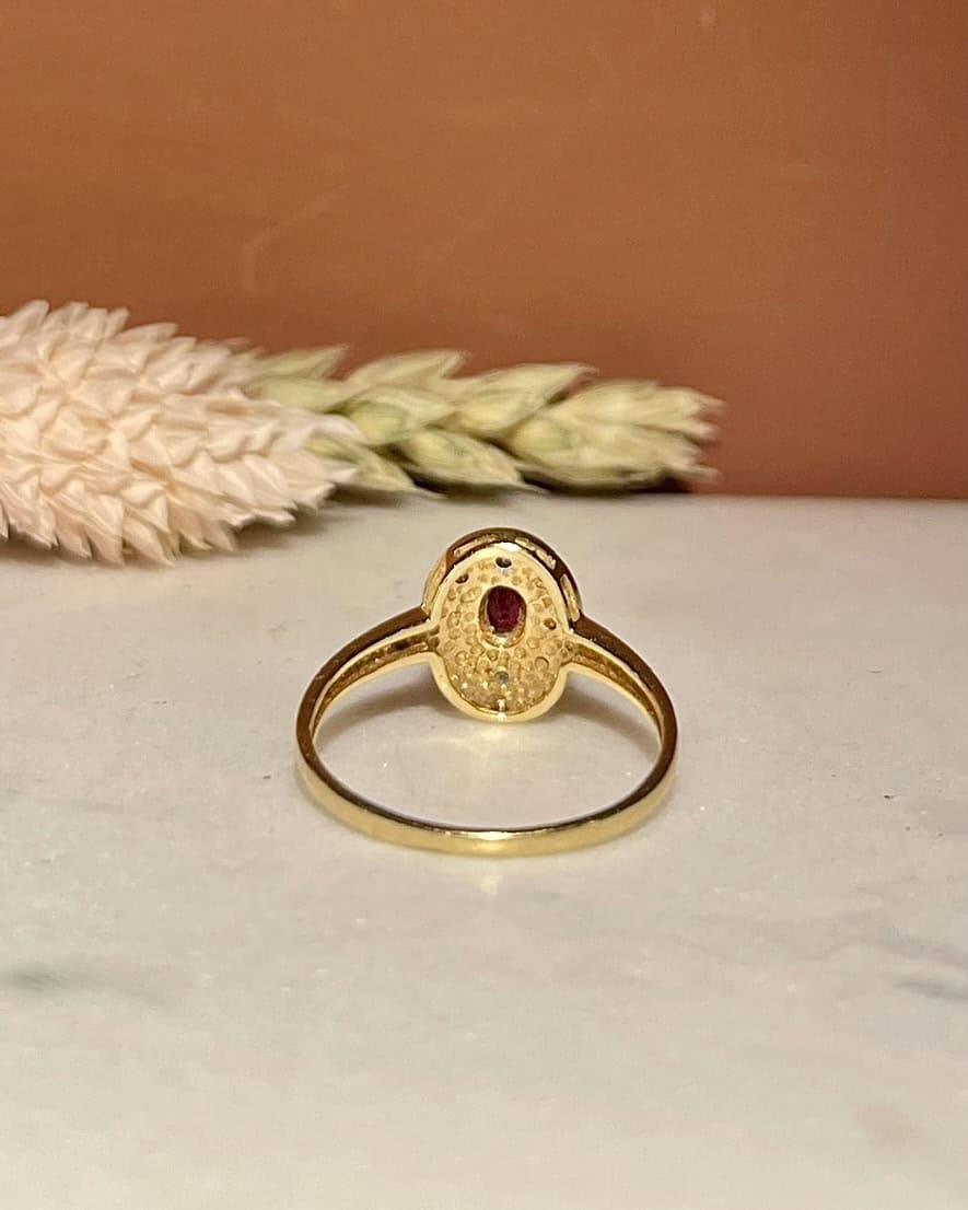 Bague Style Art - Déco Marguerite Rubis et Diamants "Janelle" - Elliade Paris