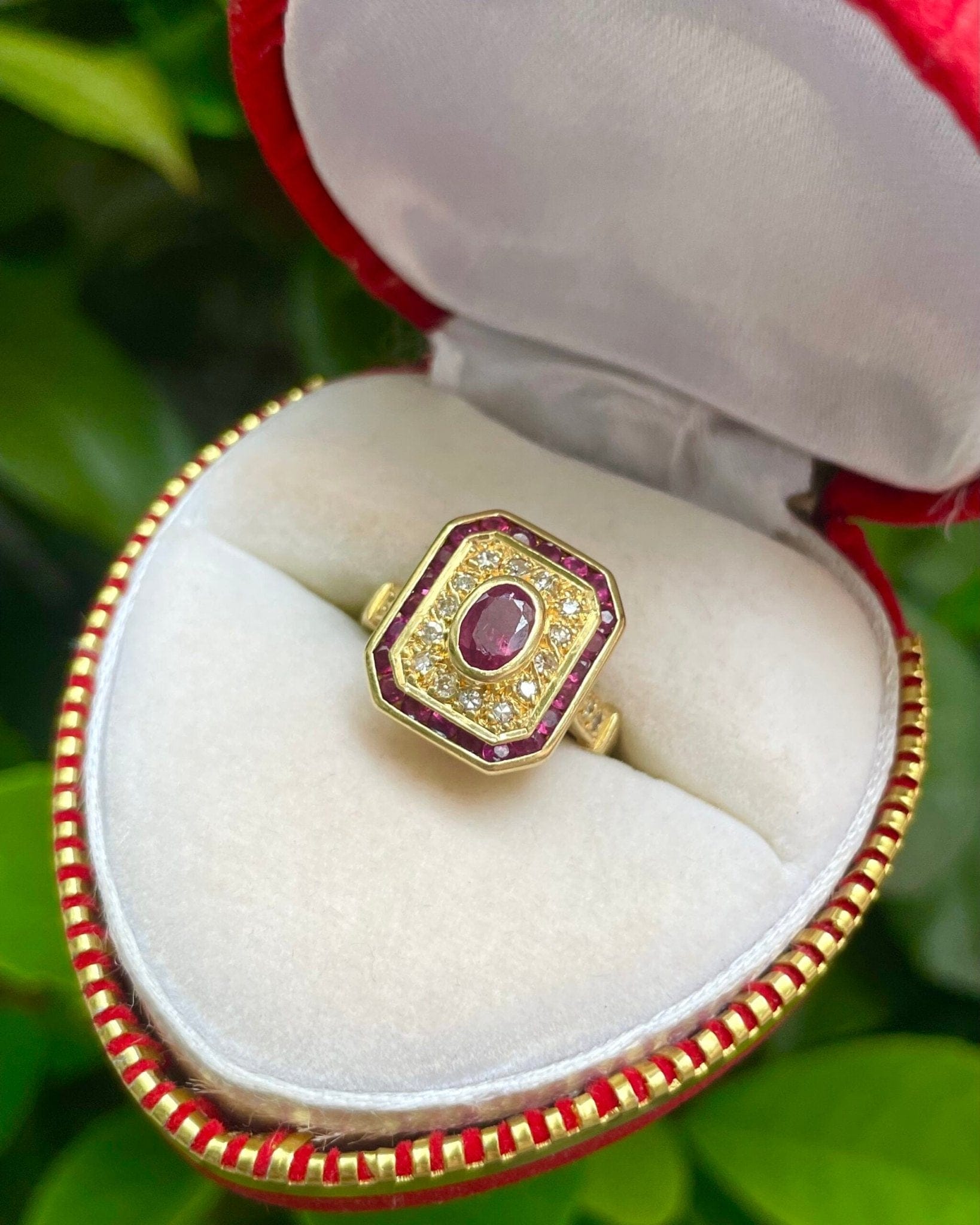 Bague Style Art - Déco Rubis 1.26 carat & Diamants "Julietta" - Elliade Paris