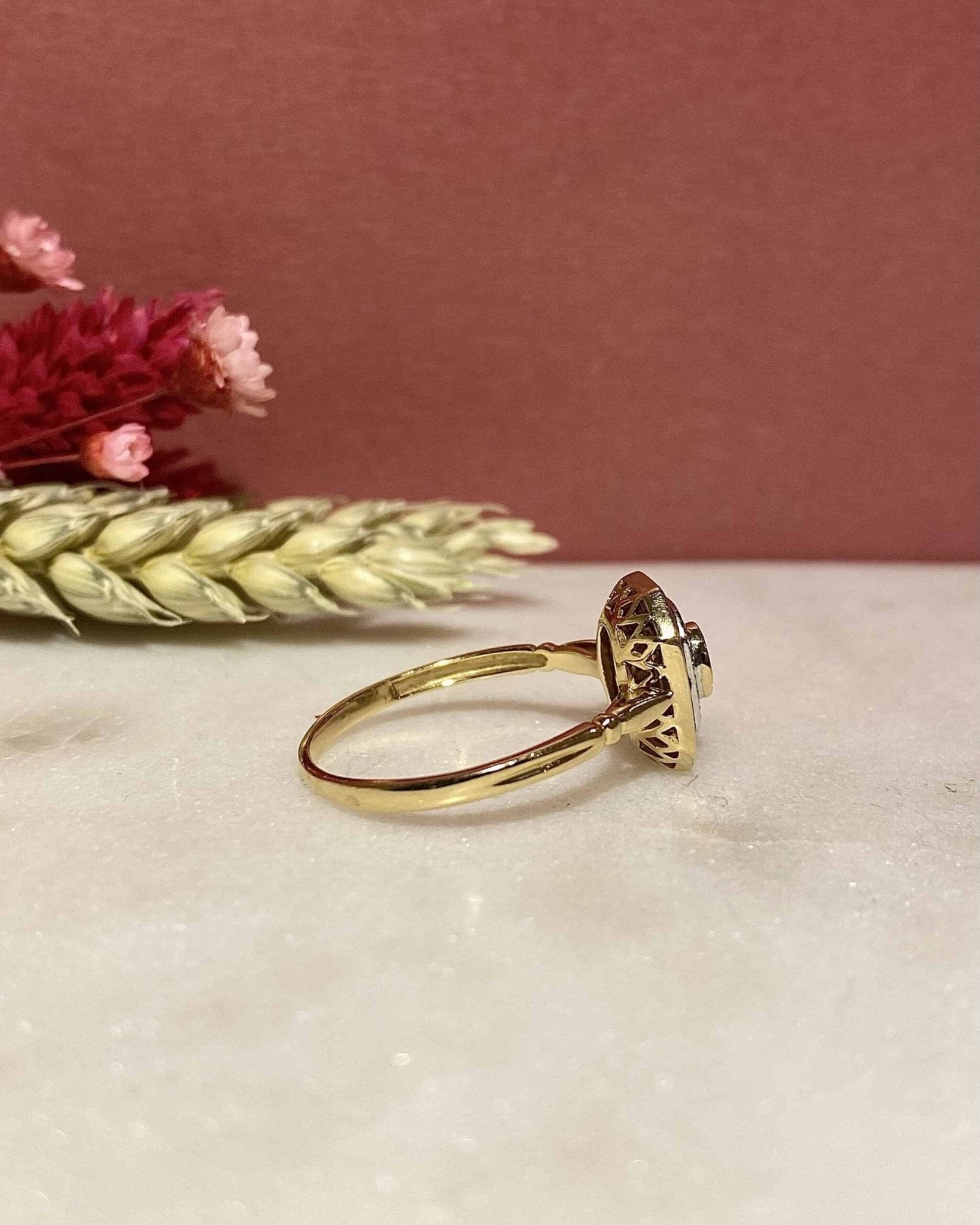 Bague style Art - déco Rubis & Diamants "Justinia" - Elliade Paris