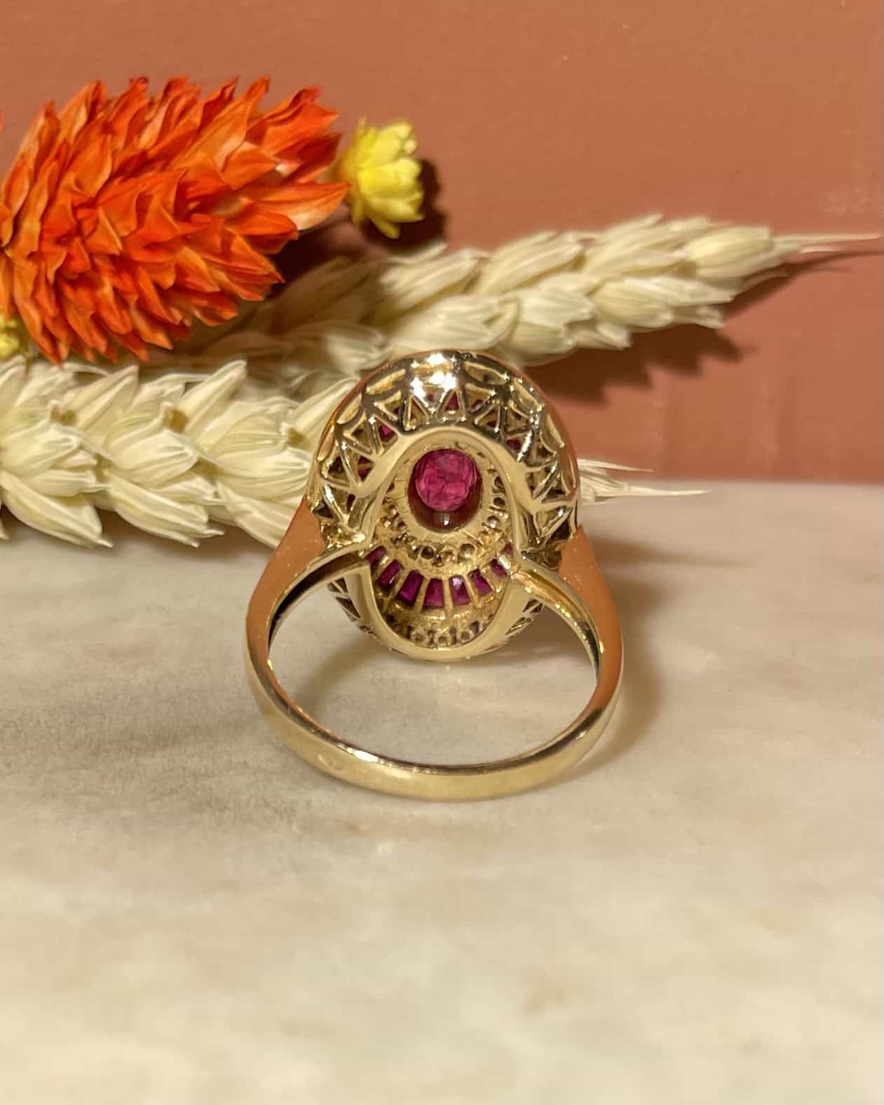 Bague style Art - déco Rubis & Diamants "Ruthey" - Elliade Paris