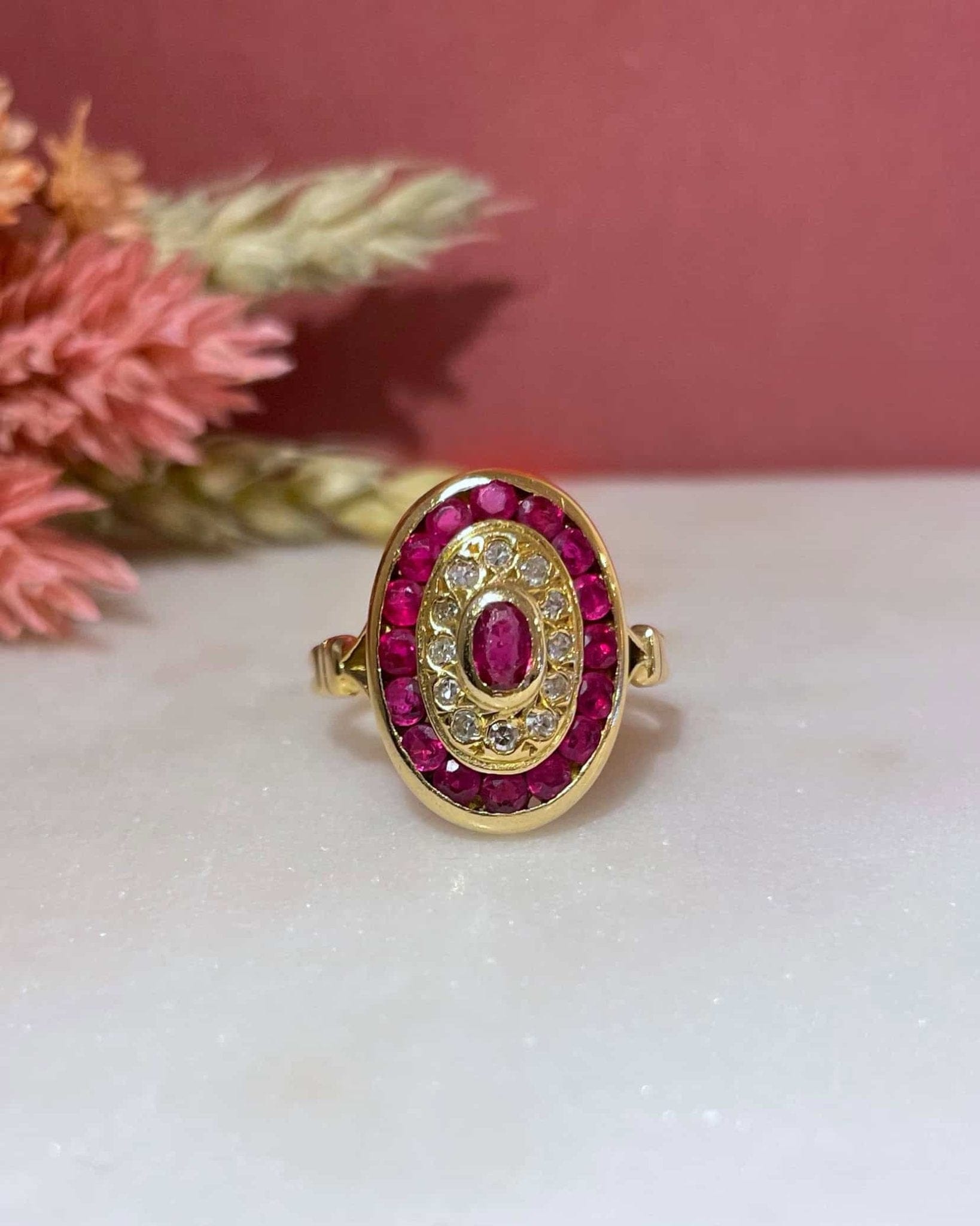 Bague Style Art - Déco Rubis & Diamants "Zoya" - Elliade Paris