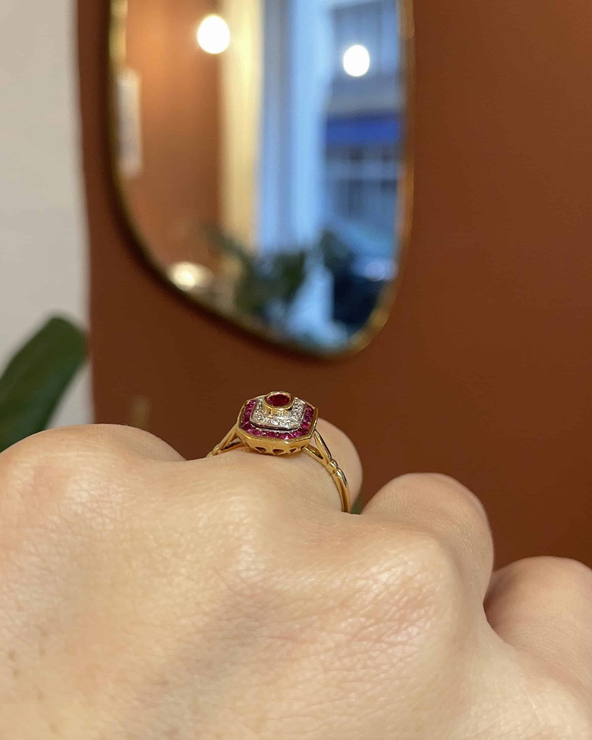 Art Deco Style Ruby & Diamond Ring "Justinia"