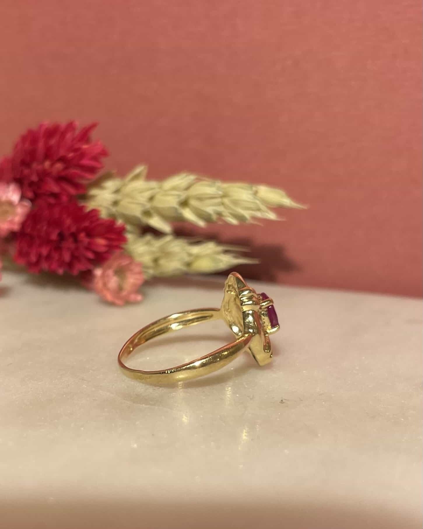 Bague Style Art - Déco Rubis et Diamants "Coline" - Elliade Paris