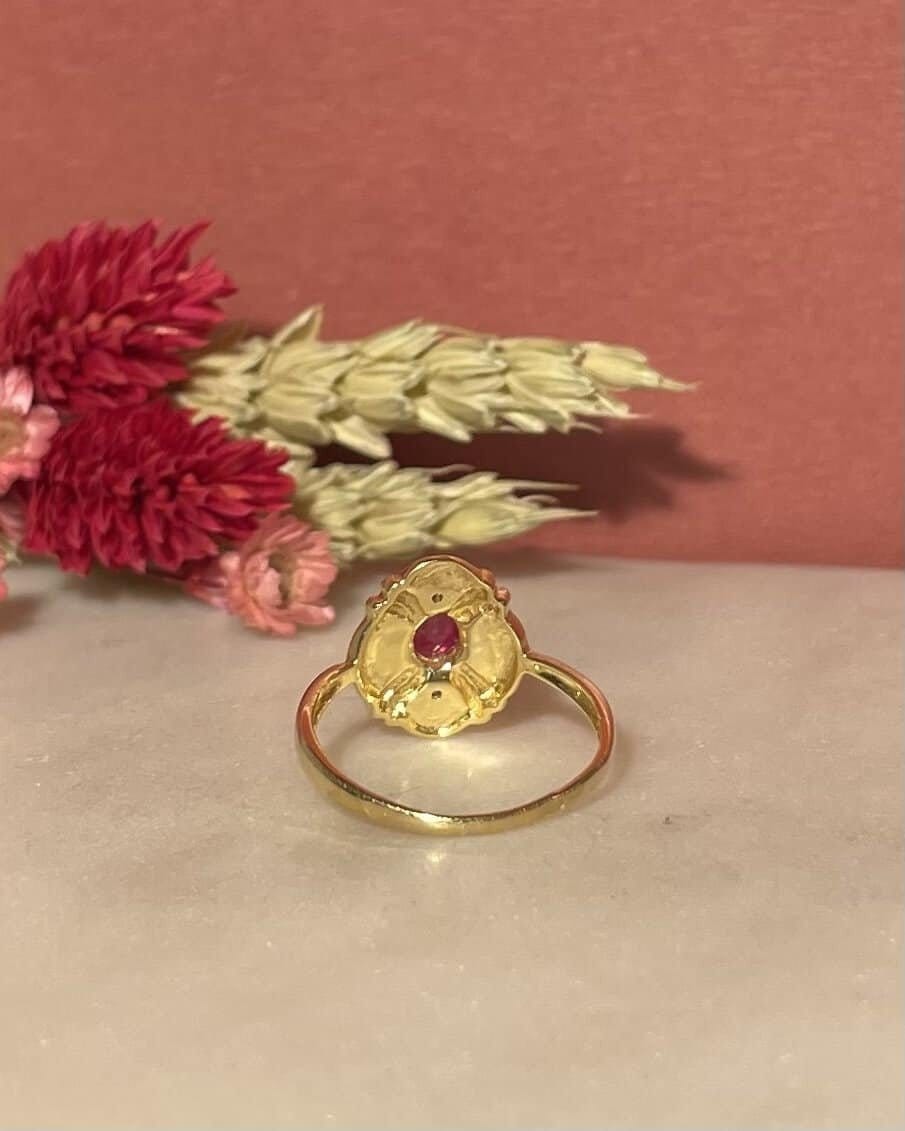Bague Style Art - Déco Rubis et Diamants "Coline" - Elliade Paris