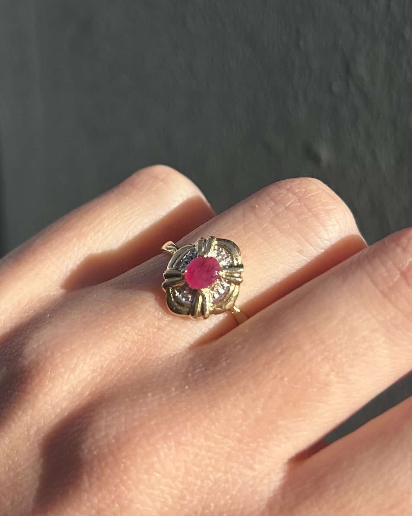 Bague Style Art - Déco Rubis et Diamants "Coline" - Elliade Paris