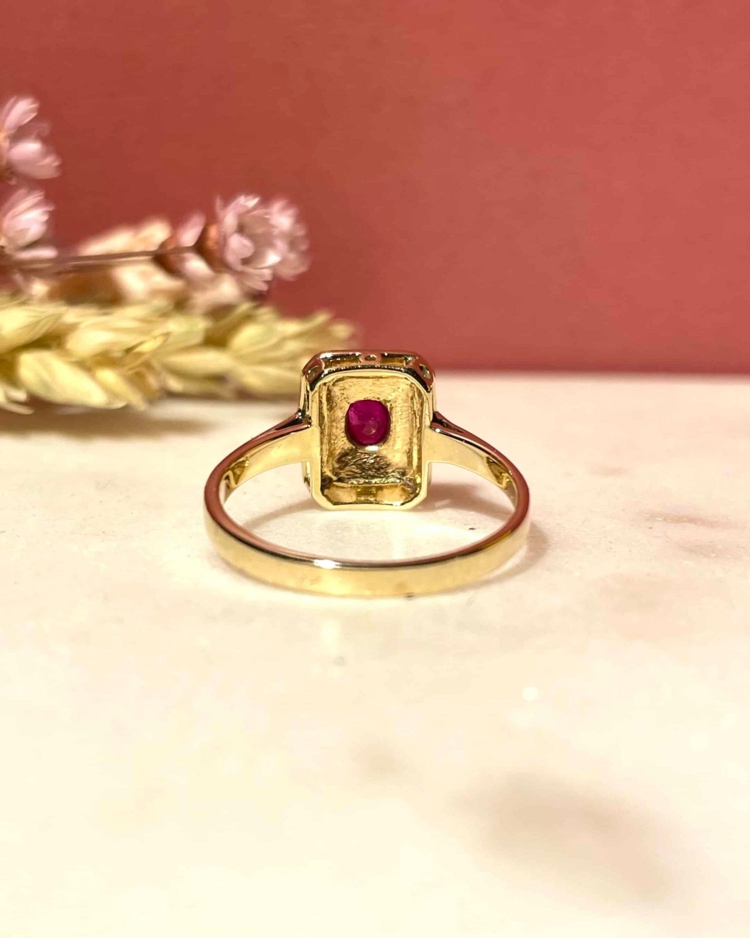 Bague Style Art - Déco Rubis et Diamants "Fériel" - Elliade Paris