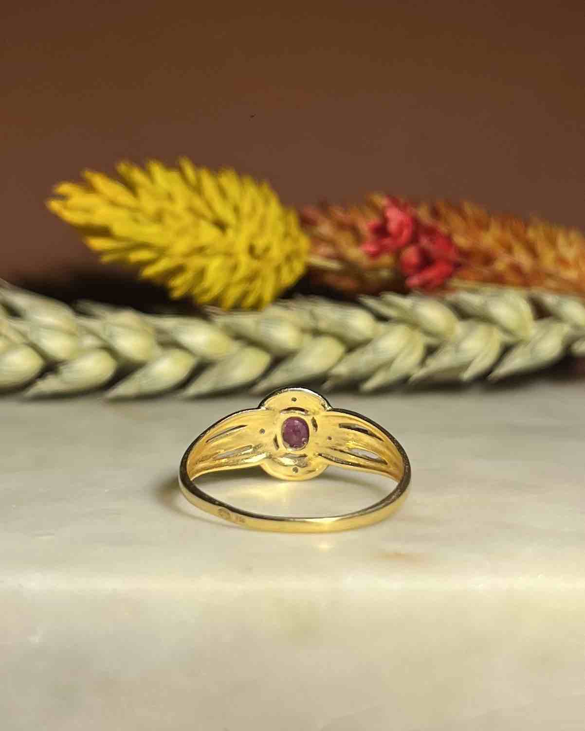 Bague style art déco rubis et diamants "Hermione" - Elliade Paris