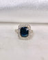 Bague style Art - Déco Saphir 2.90 carats & 20 Diamants "Pamias" - Elliade Paris