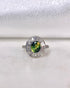 Bague style Art - deco Saphir vert 1 carat et 30 Diamants "Milya" - Elliade Paris