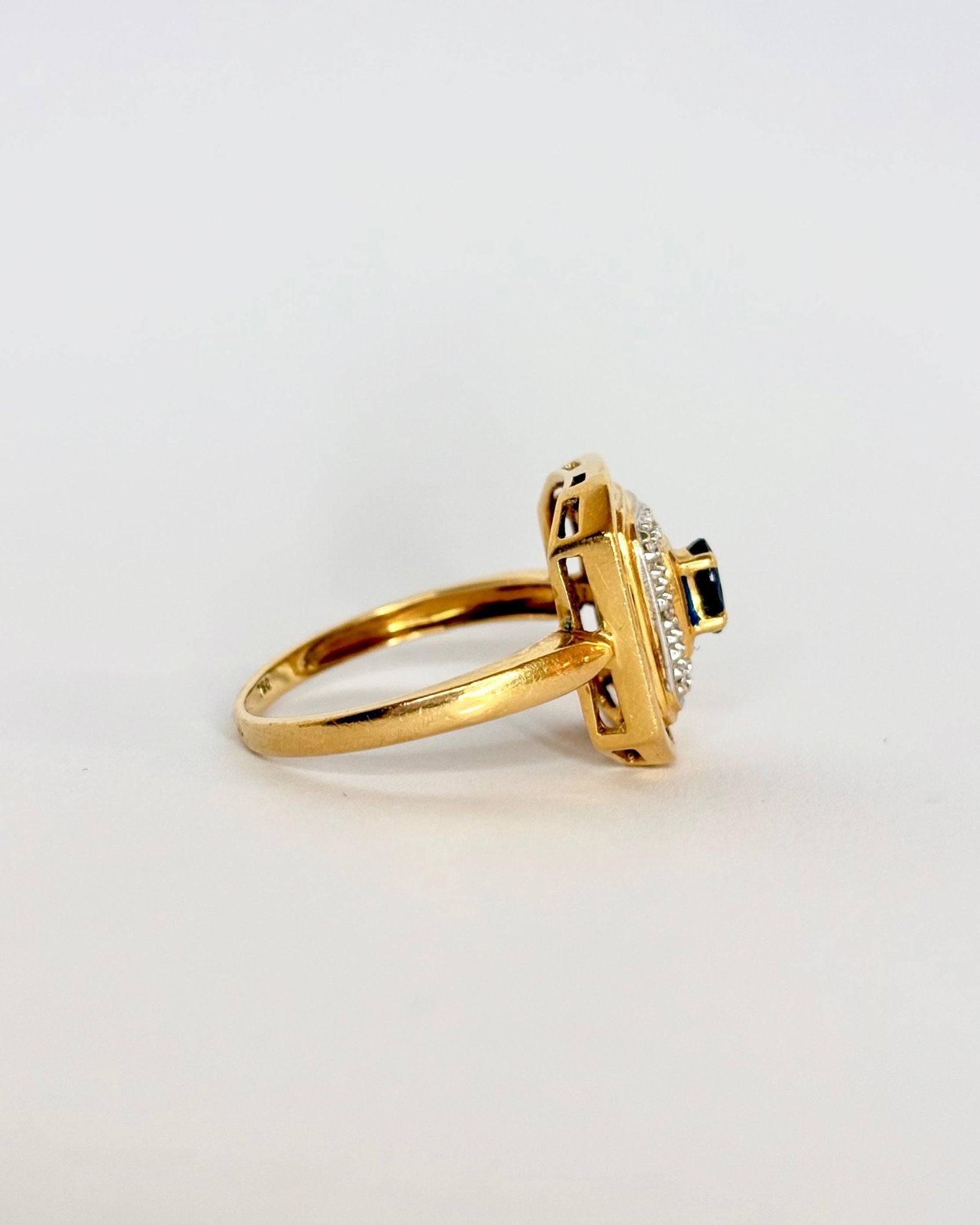 Bague Style Art Déco Saphirs 0.85 ct & 4 Diamants "Faustine" - Elliade Paris