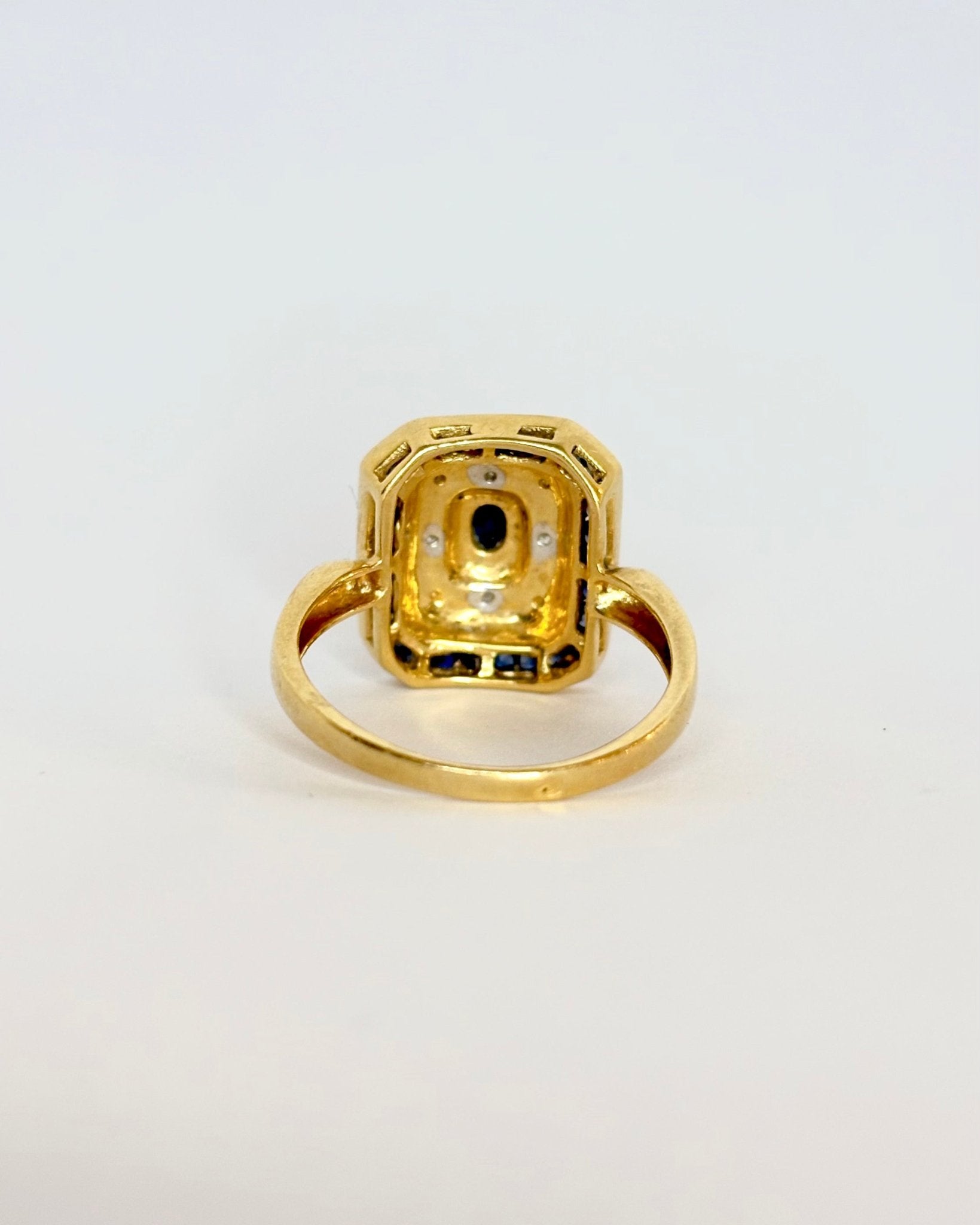 Bague Style Art Déco Saphirs 0.85 ct & 4 Diamants "Faustine" - Elliade Paris