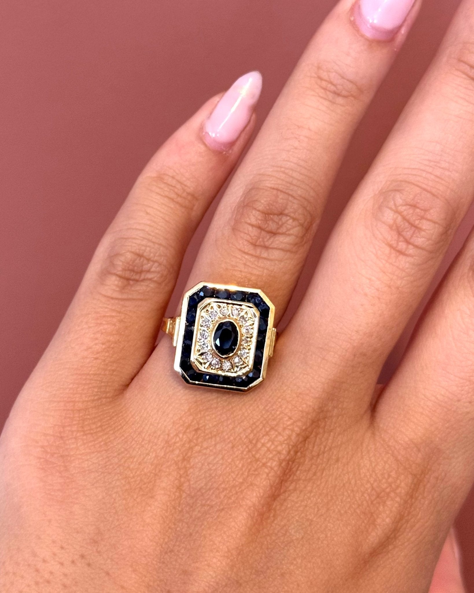 Bague Style Art-Déco Saphirs 1.7 carat & Diamants 6.6g "Josephine" - Elliade Paris