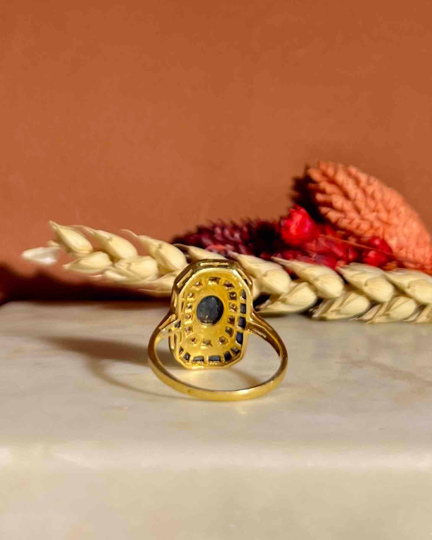 Bague style Art - Déco Saphirs "Amélia" - Elliade Paris