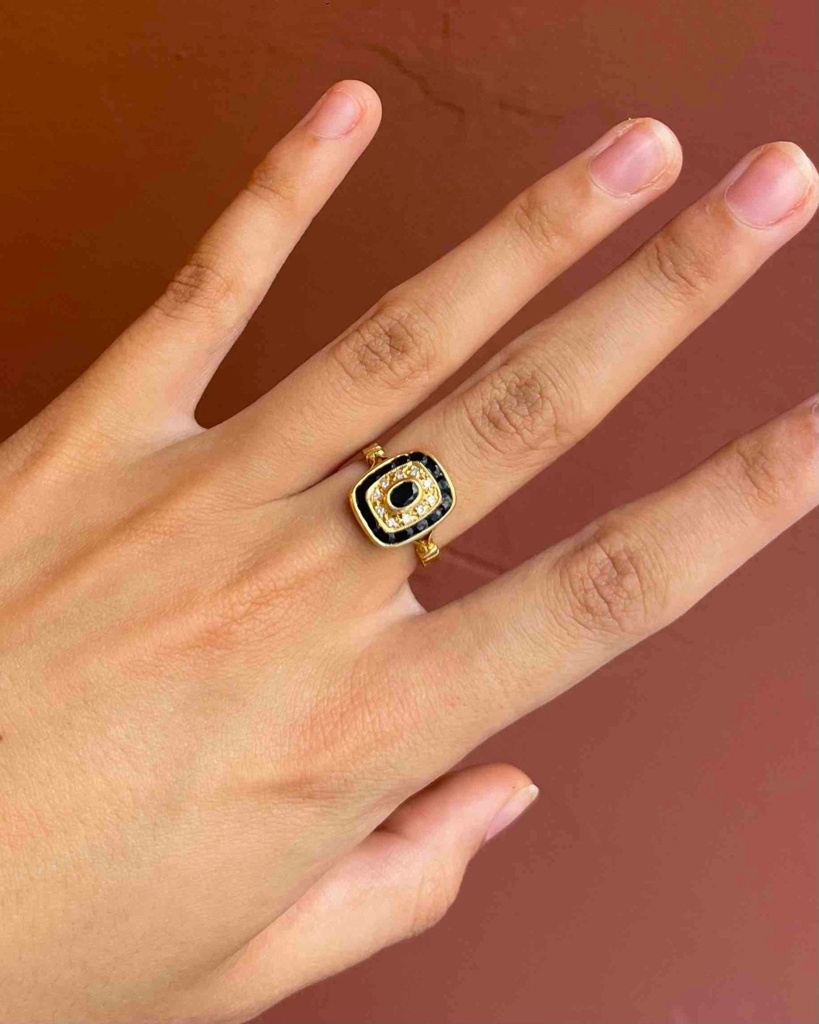 Bague style Art - Déco Saphirs & Diamants "Agatha" - Elliade Paris