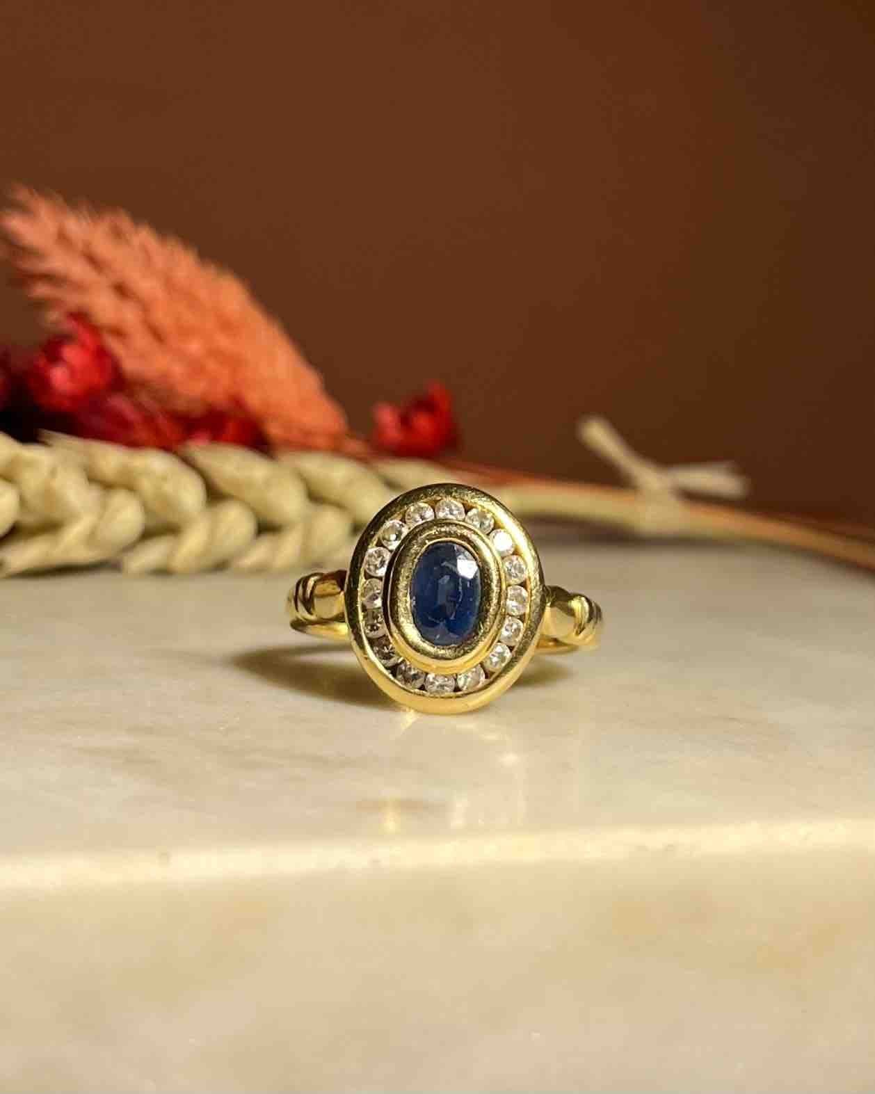 Bague Style Art - Déco Saphirs et Diamants "Lilou" - Elliade Paris