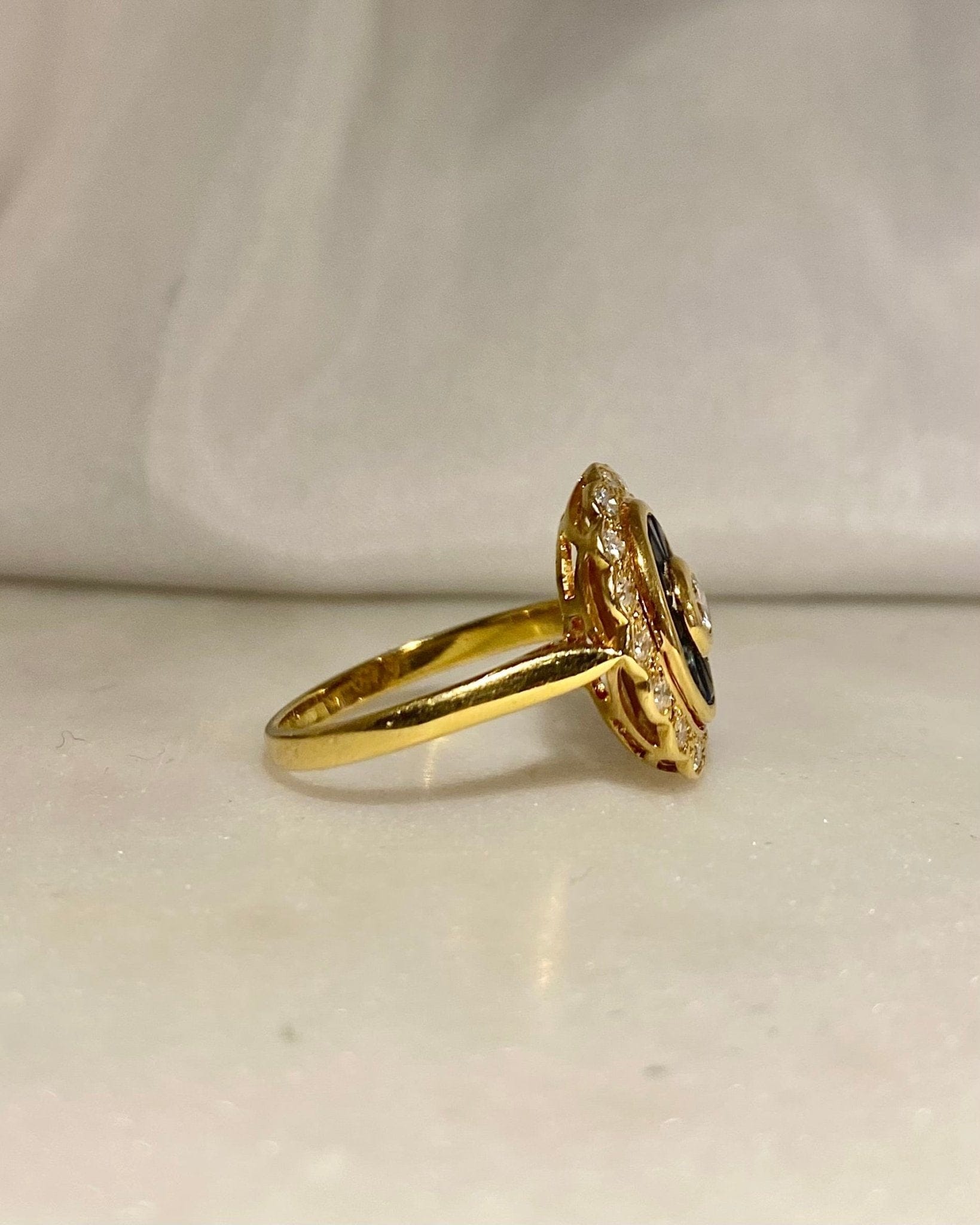 Bague Style Art - Déco Saphirs et Diamants "Louna" - Elliade Paris