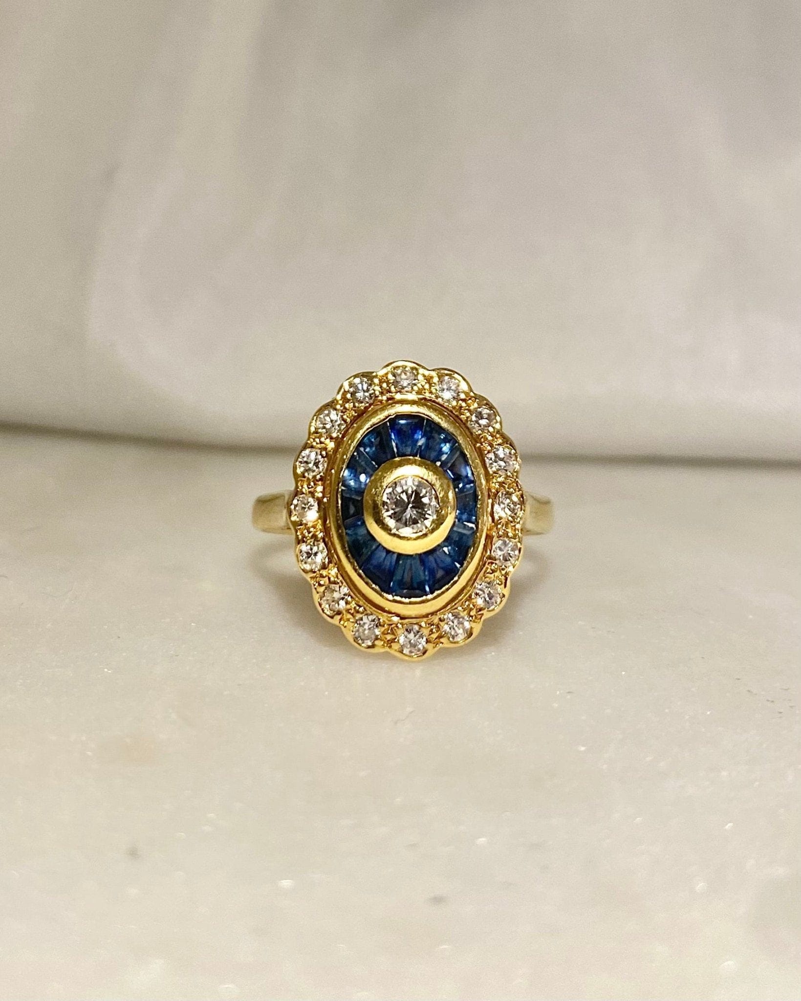 Bague Style Art - Déco Saphirs et Diamants "Louna" - Elliade Paris