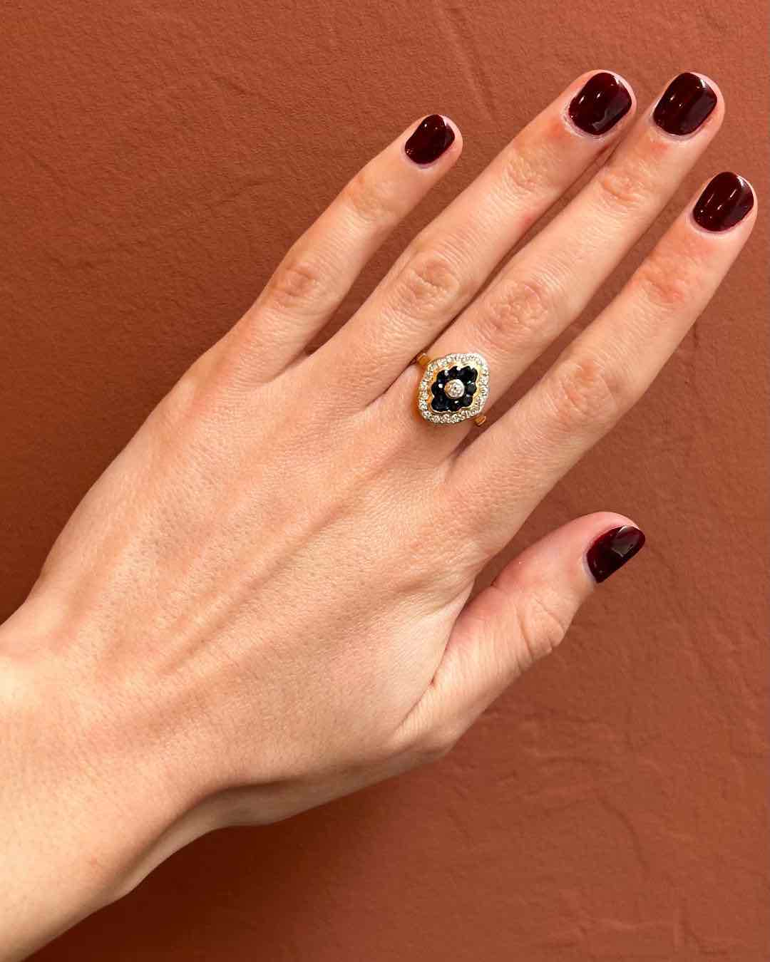 Bague style Art - Déco Saphirs et Diamants "Victoria" - Elliade Paris