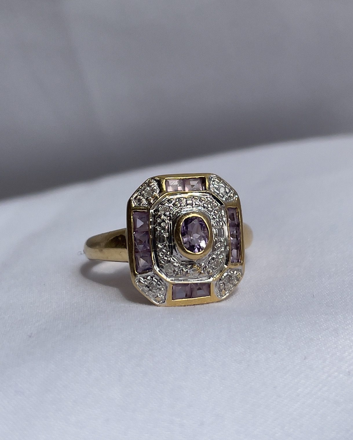 Bague style Art - Déco Saphirs roses & Diamants "Madison" - Elliade Paris