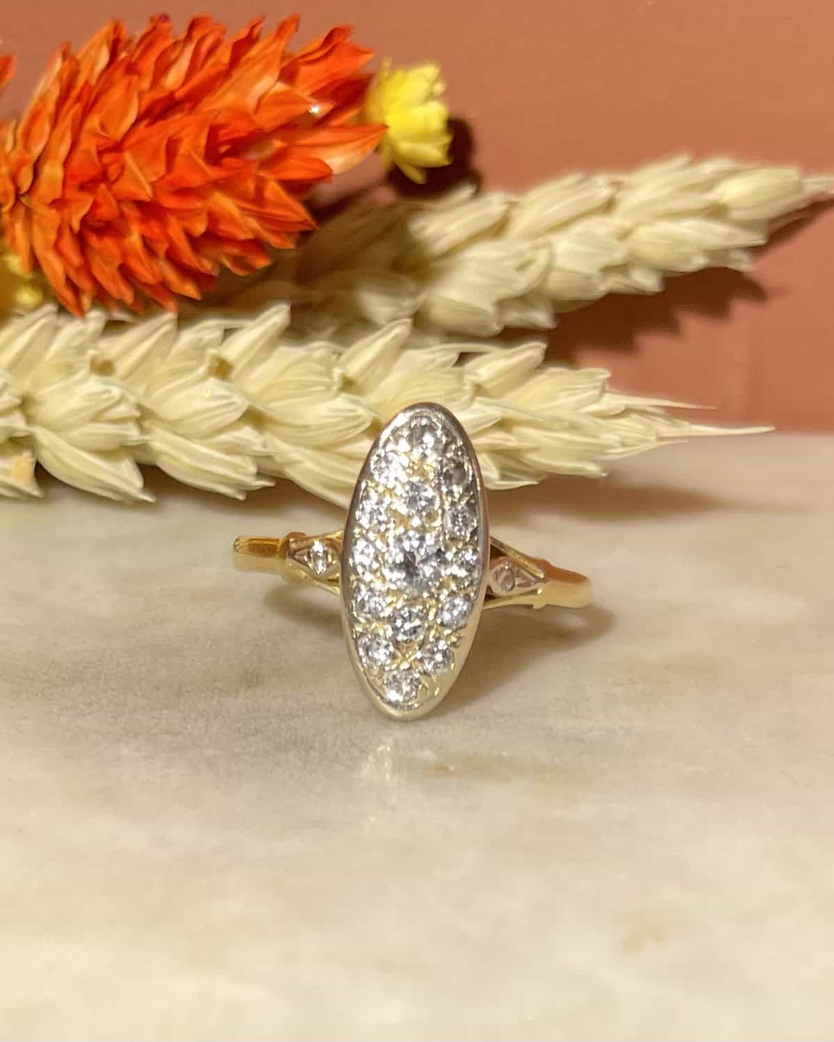 "Monica" Gold and 17 Diamond Marquise Ring