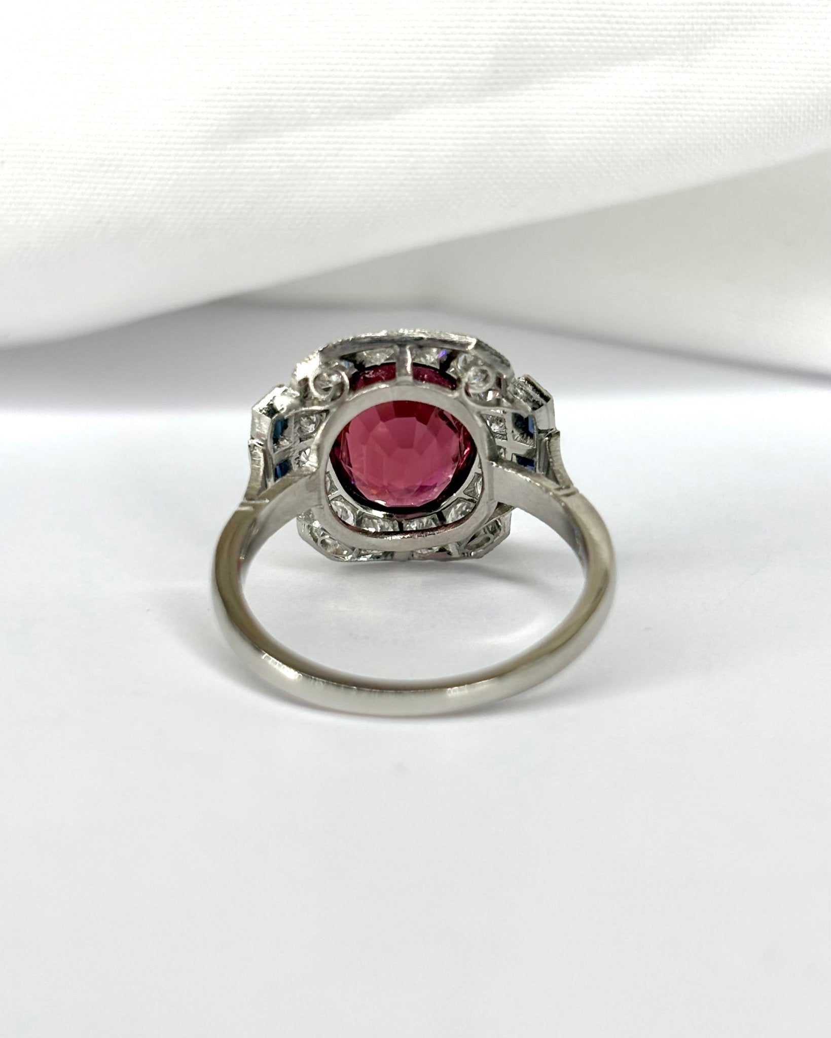 Bague Style Art déco Tourmaline 2.30 carats & Diamants & Saphirs "Théa" - Elliade Paris