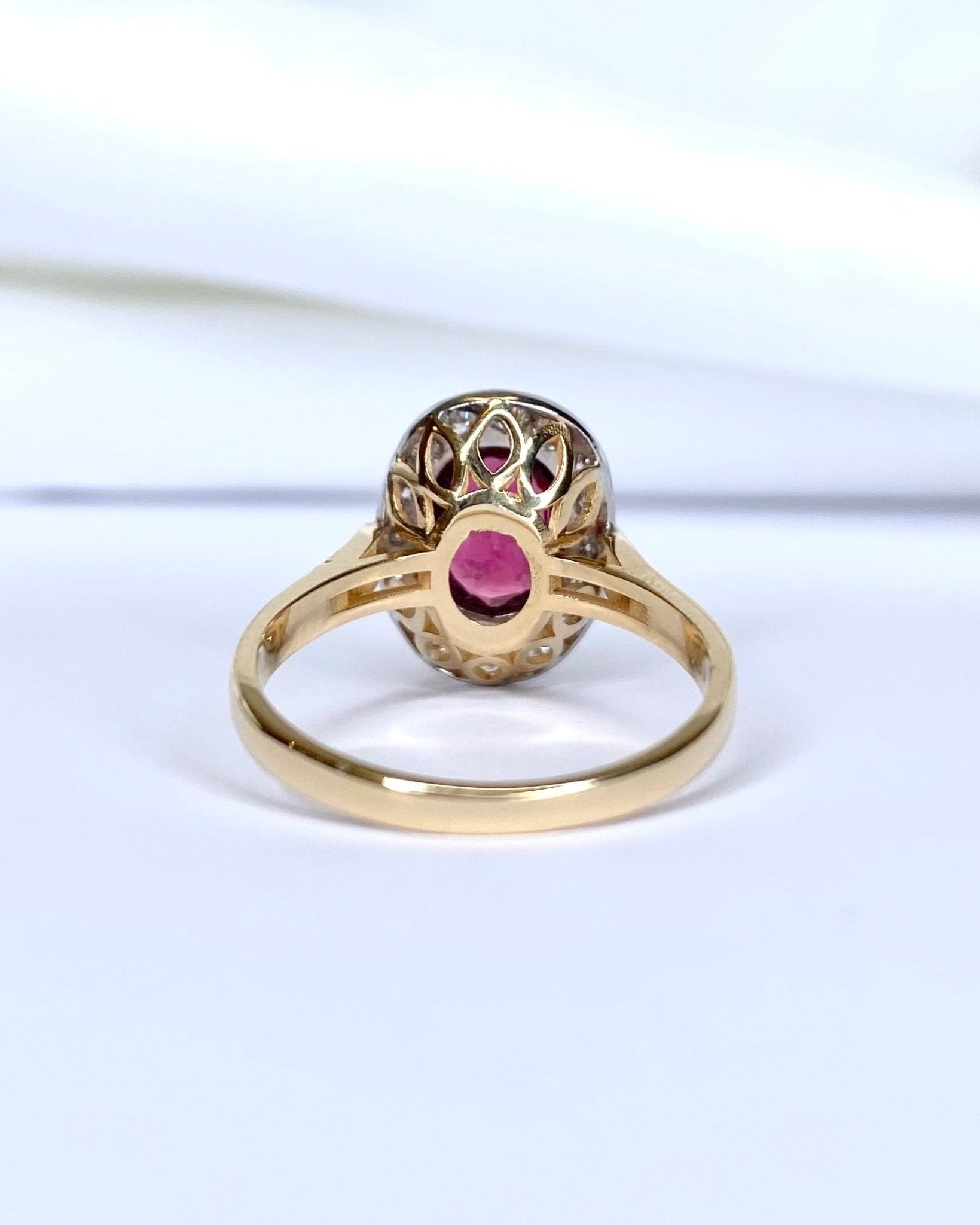 Bague Style Art Déco Tourmaline Rubellite 1.60 carat & Diamants "Dalia" - Elliade Paris