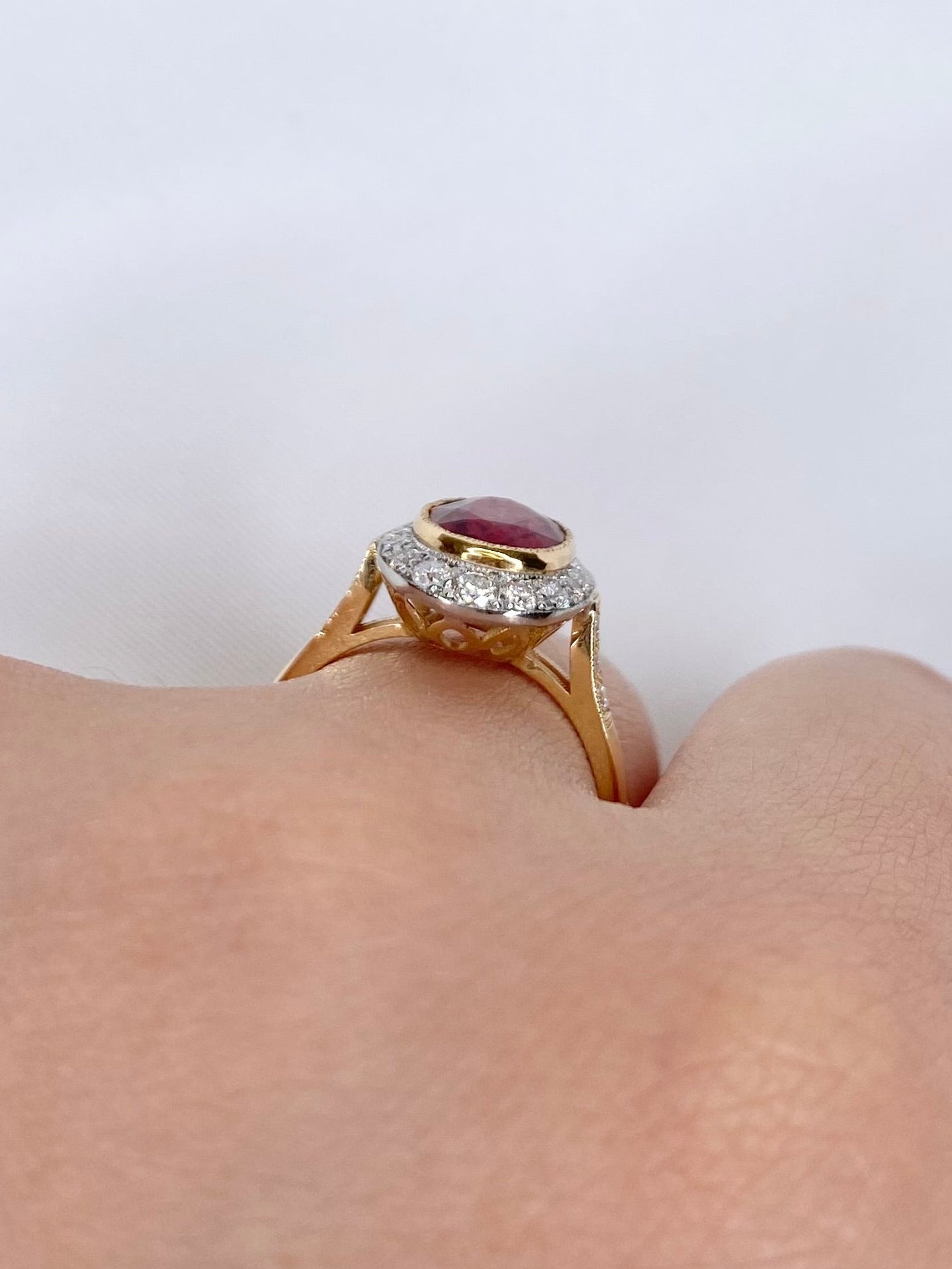 Bague Style Art Déco Tourmaline Rubellite 1.60 carat & Diamants "Dalia" - Elliade Paris