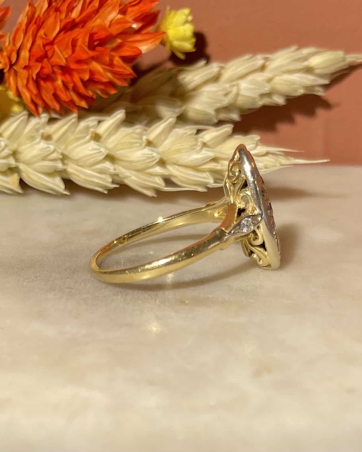 "Monica" Gold and 17 Diamond Marquise Ring