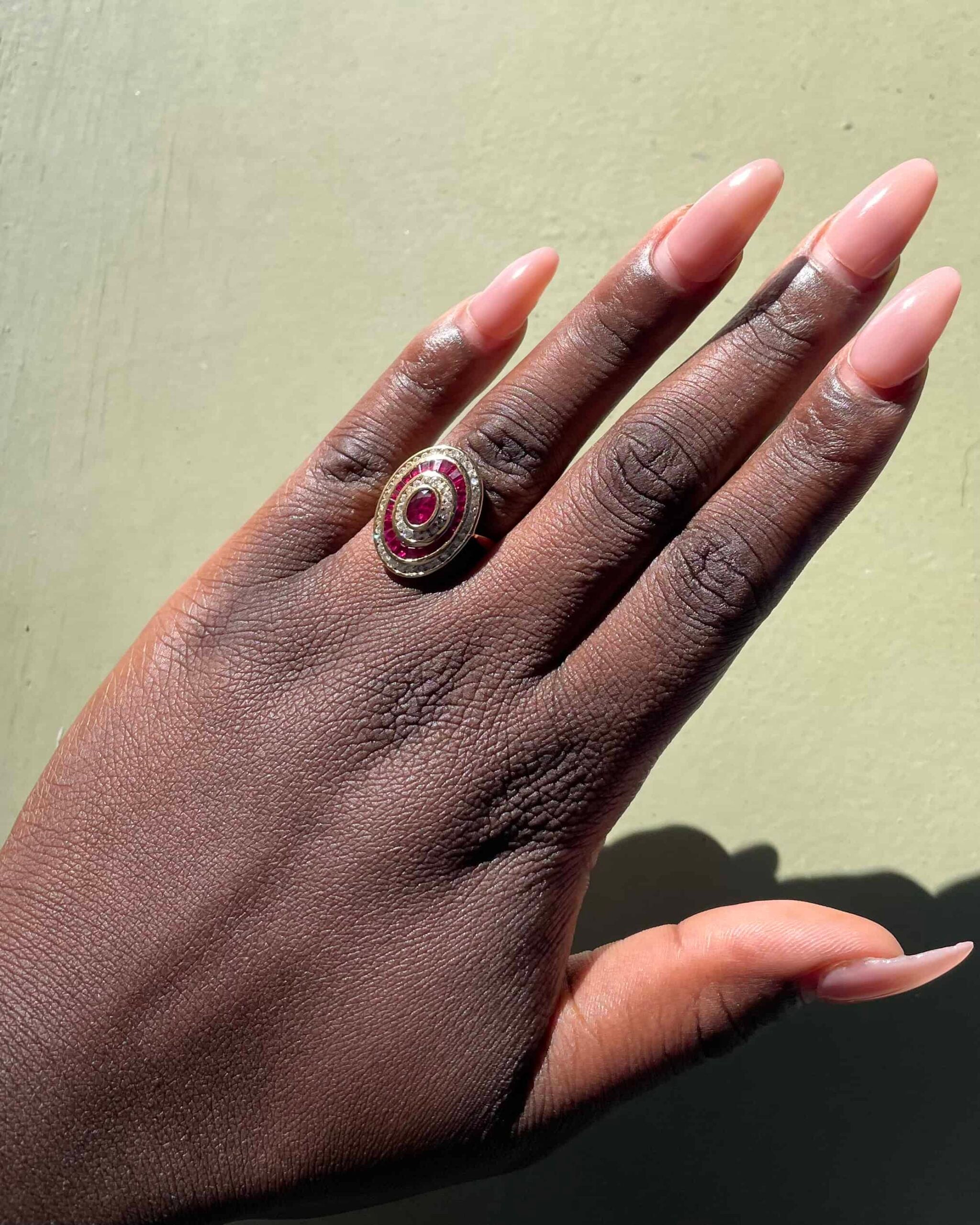 Bague style Art-déco Rubis & Diamants "Ruthey"