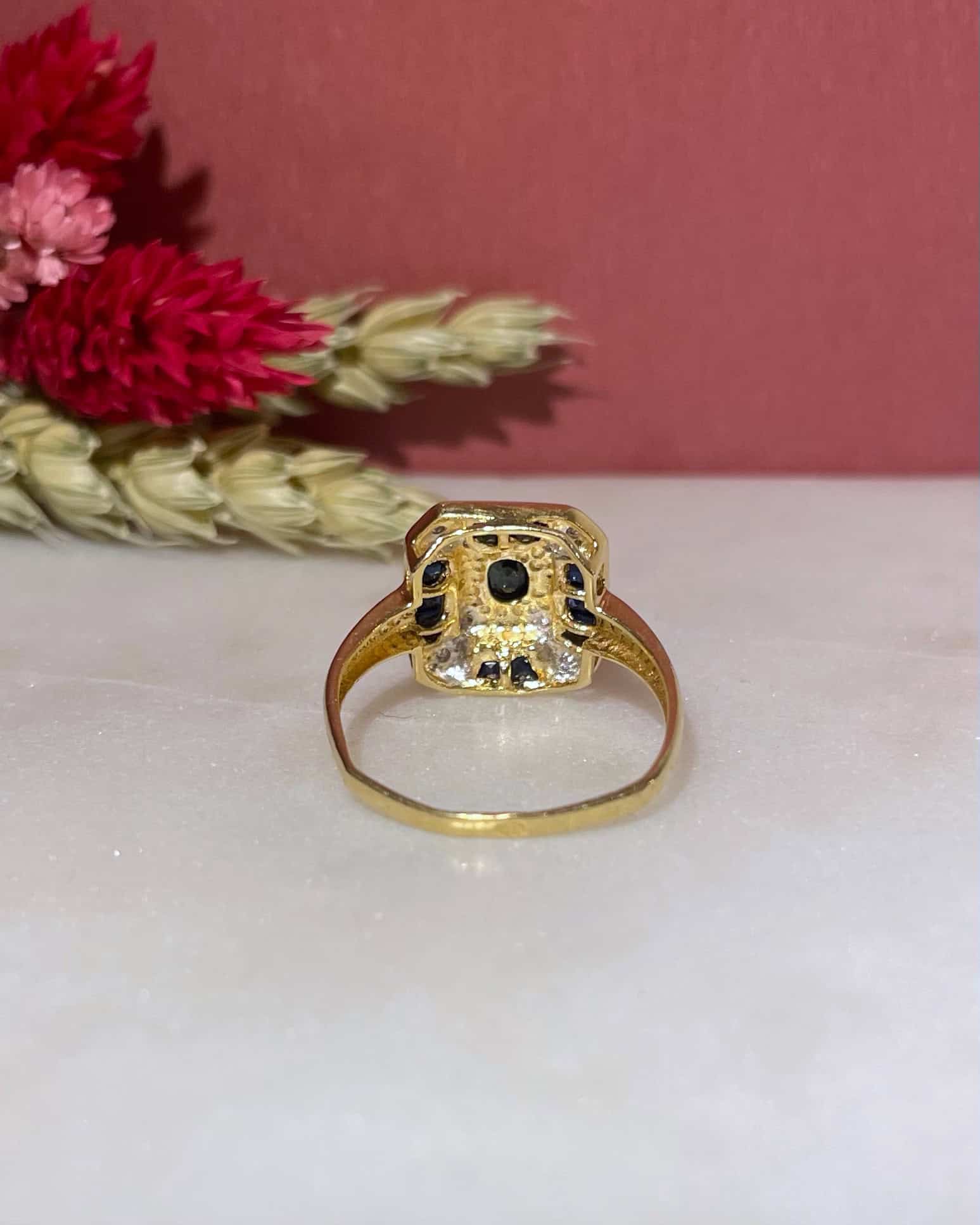 Bague style Art-déco Saphirs 0.50 carat et Diamants "Eleni"
