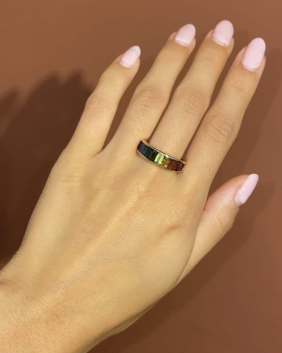 Bague Style Jonc Rivière Tourmalines multicolores 1.70 carat "Layla" - Elliade Paris